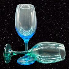 Multicolor Wine Glasses Set Flutes Blue Green Glass 8”T 2.5”W picture