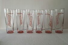 6 Luminarc Budweiser 16 oz. Glasses Red Glow Bottom Beer Glasses Man Cave New picture