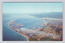 Postcard Aerial View Port Angeles Washington Ediz Hook Strait of Juan de Fuca picture