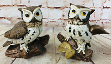 Pair of vtg owl figurines ceramic Homc MCM  5.5