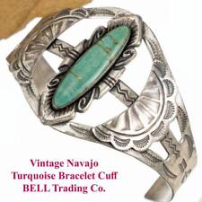 Vintage Turquoise Bracelet BELL TRADING Post Sterling Silver OLD PAWN Navajo picture
