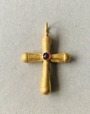 BEAUTIFUL Ancient Byzantine Gold Cross Pendant With Garnet C.6th-8th cent. A.D. picture