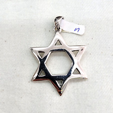 STERLING SILVER PENDANT DAVID STAR HEAVY WEIGHT MEDIUM SIZE FOR BARMITZVA GIFT picture