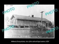 OLD POSTCARD SIZE PHOTO OF MILLMONT PENNSYLVANIA THE RAILROAD DEPOT c1920 picture