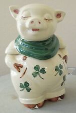 Vtg 1940s USA Shawnee Pottery Smiley Pig Shamrock Green Scarf Cookie Jar  ~ EVC picture