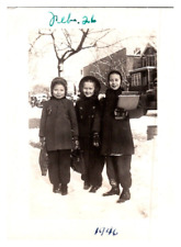 Vintage Photo Beautiful Young Midwestern Girls In Winter/Snow Americana c1946 picture