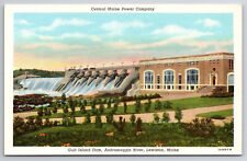 Vintage Postcard Central Maine Power Company Gulf Island Dam Lewiston Maine picture