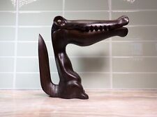 RARE Vintage Romer Italy Hand Carved Wood Alligator Crocodile Figurine w/Label picture