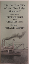 Steamer Senator Cordill Pittsburgh PA To Charleston WV Brochure circa1920 B3-115 picture