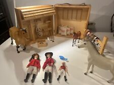 Rare Breyer Folding Carry Case Barn Lot 3 Horses, Saddles, Dolls, Feed, Tools picture