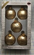 5 VTG Unique Treasure Hand Crafted Glass Ornament Xmas Gold Tone W Gold Glitter  picture