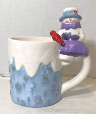 Houston Harvest Snowman Mug Christmas Blue Snow with Cardinal Winter picture
