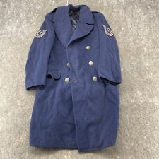 VINTAGE US Air Force Coat Mens 37 R Blue Wool Long Trench Dress 28 Oz 1940s RARE picture