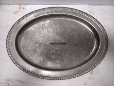 Vintage Judaica Shabbat Challah Tray Sterling Silver plate Oval 11 x 16 Antique picture
