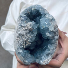 4lb Large Natural Blue Celestite Crystal Geode Quartz Cluster Mineral Specime picture