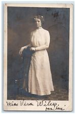 1909 Studio Portrait Vera Wiles Pretty Woman Rock Falls IL RPPC Photo Postcard picture