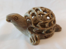Soapstone Carved Turtle W/ Frog Inside Sculpture Figurine Paperweight picture
