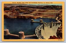 Postcard Nevada Hoover Dam  Crest & Switchback Linen  E735 picture