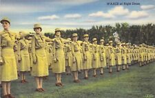 Vintage WWII Linen WAACS at Right Dress WAC Women's Army Corps Postcard A73 picture