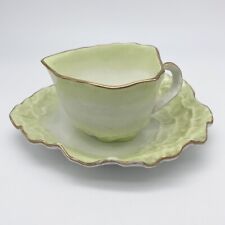 Antique Turner Porcelain Lettuce Leaf Creamer And Underplate Set Made In England picture