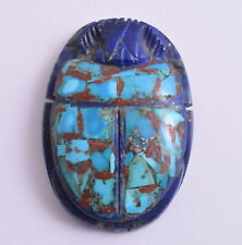 Egyptian Scarab-Carved Egyptian Lapis Lazuli - Turquoise Scarab- 2.4