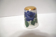 THIMBLE VINTAGE FB CHINA GIMBEL & SONS PRETTY BLUE ROSES WITH A GOLD TOP picture