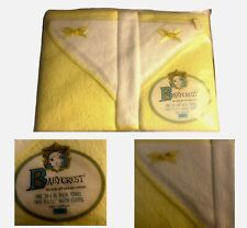 Vtg Baby Crest Towel Washcloth Bath Set Yellow Shower Gift Photo Shoot Newborn picture