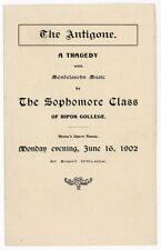 The Antigone orig 1902 Ripon College Wisconsin Theater Program picture