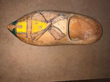Wooden Shoe Carved Holland Michigan UnPainted Windmill Vintage 8
