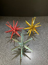 3 QTY. VINTAGE Starburst Sputnik Bradford Plastic Christmas Ornaments picture