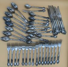 44 Pcs National Stainless, Japan ROSE & LEAF Flatware Spoons Forks Knives picture