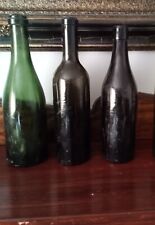 3 ANTIQUE HANDBLOWN WINE BOTTLES -DIFFERENT OUTSTANDING TINTS --SEE PICS picture