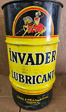 Rare Invader Oil Lubricants Can Barrel Drum Advertising Motor Oil  gas station picture