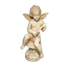 Vintage ITALY ANGEL on Pedestal w/ Clarinet Sculpture Figurine. picture