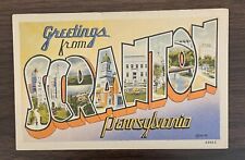 Vintage Greetings from Scranton Pennsylvania Large Letter Postcard Linen, Unused picture