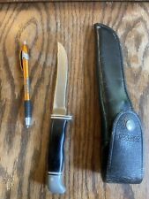 Vintage 1970s Buck Knife 105 With Original Leather Sheath 5” Blade Made in USA picture