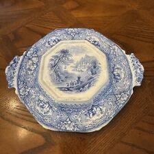 Antique About 1850 Venture Blue Transferware Ironstone Platter Plate 7 Inch picture