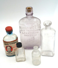 Antique Apothecary Purple / Clear Glass Drug Cure BOTTLES Bottle Lot of 5 picture
