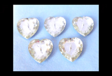 5 LARGE FACETED RHINESTONE HEART SHAPED BUTTONS  -  L 1.5