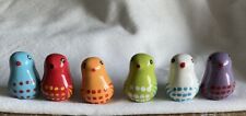 Set Of 6 Miniature Birds Ceramic Multicolored 1.5 Inch Pottery Hand Painted NEW picture