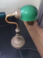 Vintage Bankers Desk Lamp Classic Emerald Green Glass Shade Mid Century Styled picture