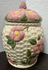 Franciscan Desert Rose 3D Basket Weave Cookie Jar Canister 9.3/4” Thailand picture