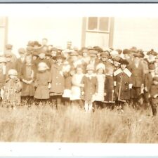 c1910s Outdoor Group School Children RPPC People Winter Fall Fashion Kid PC A213 picture