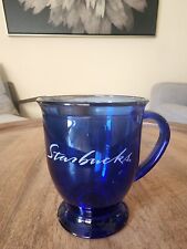 RARE Starbucks Anchor Hocking Cobalt Blue Pedestal Coffee Cup Tea Mug USA picture