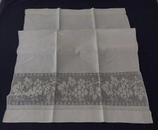 Large Vintage Irish Linen Bath Towel Filet Crochet Grapes Picot Edge Guest Ivory picture