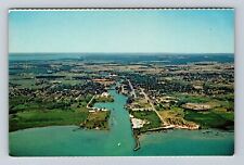 Cheboygan MI-Michigan, Aerial Of Town Area, Antique, Vintage Souvenir Postcard picture