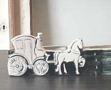 Large Vintage Black & White Planter Horse & Buggy, Unique picture