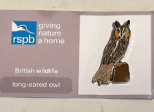 RSPB Collectable Long-Eared-Owl  Butterfly Stud Badge picture