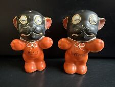 Vintage Porcelain Bonzo The Dog Salt & Pepper Shakers Orange & Black - Japan picture