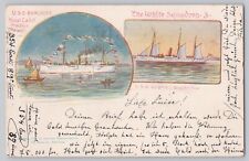 US Navy White Squadron 3 USS Bancroft USS Dolphin Postcard Postmark 1902 picture